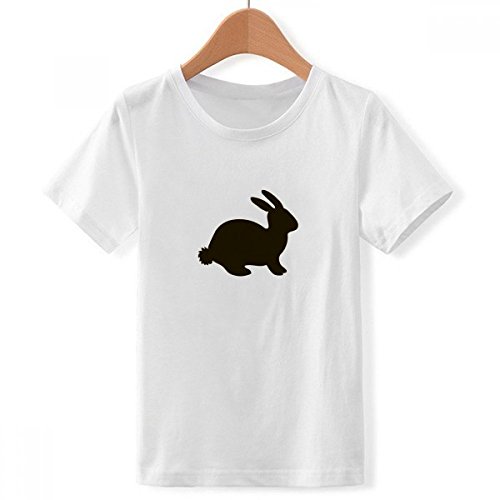T-shirt lièvre garçon col ras du cou blanc imprimé animal noir multicolore DIYthinker