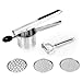 PHILORN Presse Purée Manuel, Presses à Pommes de Terre Professionnel, Ricer Broyeur Masher pour Spätzle, Légumes, Agrumes - Poignées Tactiles Douces, 3 Remplaçables en Fin, Moyen, Grossier Côté