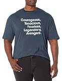 Marvel Liste du nom : T-Shirt, Bleu Marine chiné, L/Grande Taille/Tall Homme
