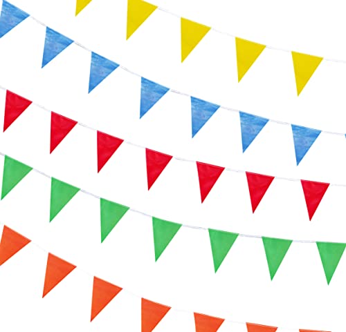 Tibijoy 260 Feet Red Pennant Banners Flags Diy String Triangle Bunting Flags Polyester Banners For Party Grand Opening,Christmas Party,Outdoor Decorations,150 Pcs #TOP4