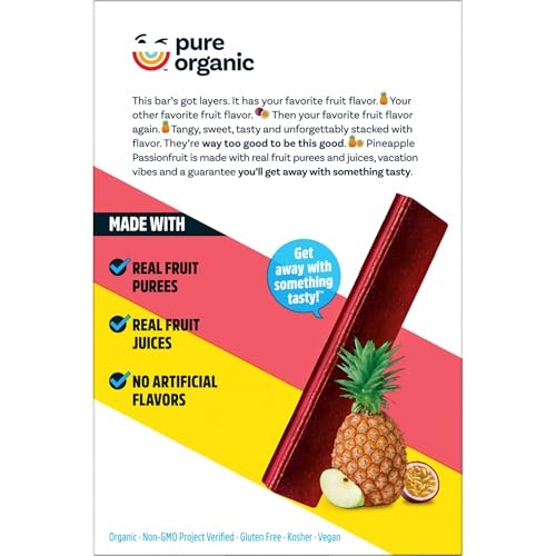 Pure Organic, Layered Fruit Bars, Pineapple Passionfruit, Gluten Free and Vegan Fruit Snacks, 6.2oz Box (12 Count) - Thumbnail 5