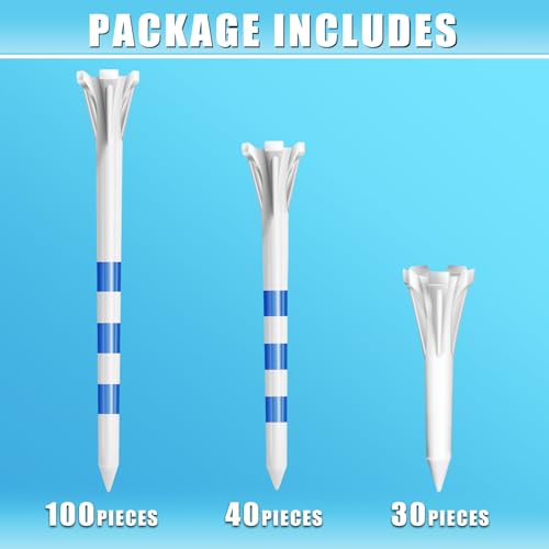 image for CHAMPKEY Professional 170 Pack 5-Prong Plastic Golf Tees 3 Sizes Assor