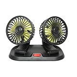 Dual Head Car Cooling Fan 12V-2 Speeds, 360Rotation, for Car Dashboard, Powerful Cooling Solution for Sedan/SUV/RV/Truck/Van Vehicles,Cigarette Lighter Powered (2 Head-12v)