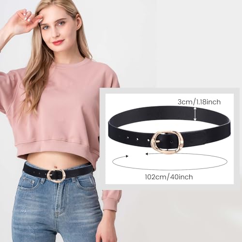 Black Leather Belt Women Black Belt Womens with Liquid Shapes Gold Buckle Waist Belts for Jeans Pants Dresses Ladies Belts2