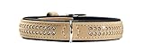 Samtige Optik und Haptik HUNTER SOFTIE DELUXE Hundehalsband, Kunstleder, glitzernde Strasssteine, 40 (XS-S), beige