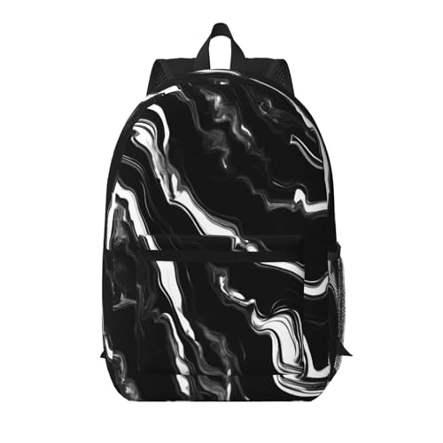 Sac à dos voyage marbre noir et blanc : fini le désordre avec le système multi-poches 43 cm