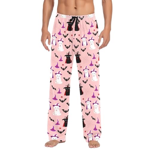 Bats and Spirits Men's Cotton Pajama Pants with Pockets and Drawstring Comfortable and Stylish,S2