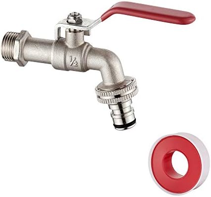 Ibergrif M22201-1 Garden Tap with Connector, G1/2" Inlet and G3/4" Outlet Outdoor Taps , Antifreeze -10 , High Temperature Resistance 120  Single Tap Ball Valve Outside Faucet,Brass