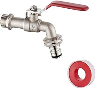 Ibergrif M22201-1 Garden Tap with Connector, G1/2" Inlet and G3/4" Outlet Outdoor Taps , Antifreeze -10 , High Temperature Resistance 120  Single Tap Ball Valve Outside Faucet,Brass
