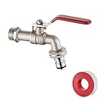 Ibergrif M22201-1 Garden Tap Brass Outdoor Faucet with Connector, G1/2" Inlet G3/4" Outlet, Ball Valve Outside Tap, Frost Resistant -10 ℃, High Temperature Resistance 120 ℃