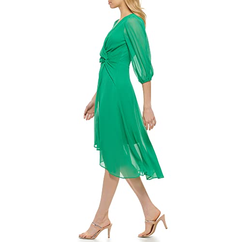 Dkny Women's Chiffon Sleeve Sheath With Keyhole, Grass Green, 14 #TOP1