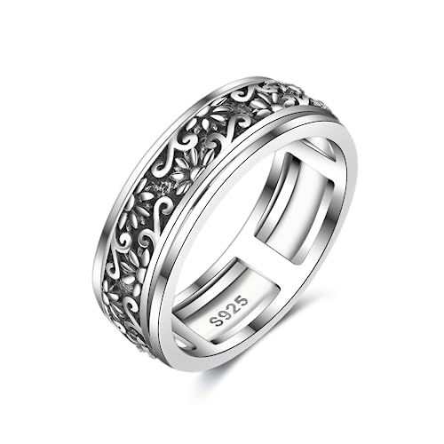 MONGAS Sonnenblumen Fidget Ring Damen Silber 925 Sonnenblumen Spinner Ring...