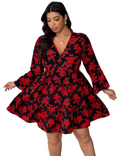 Image of Plus Size Summer Dresses for Women Casual Short Sleeves A Line Midi Dress