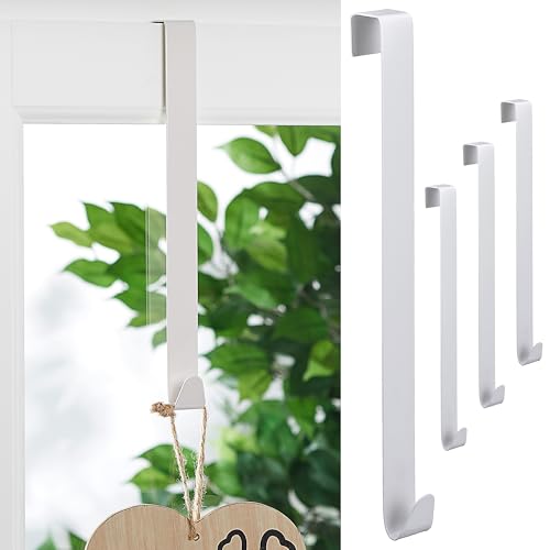 Cepewa 4/8er Set Tür - und Fensterhaken zum Einhängen in weiß Dekohaken Kleiderhaken Türhänger… (4er Set Türhaken 32x2,5 cm)