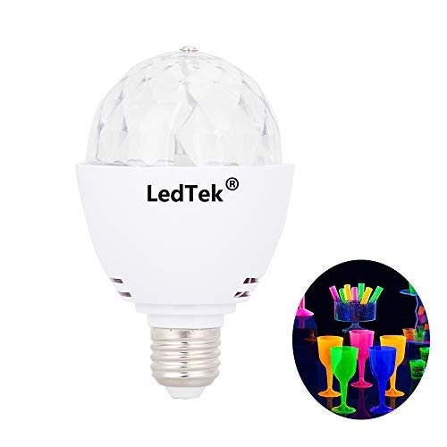 LedTek LED Blacklight Bulb LED UV Stage Light E26 Ultraviolet Rotating Poster Reactive Bulbs DJ KTV Party Pub Club decor Disco Ball 3W 390nm Wavelenght