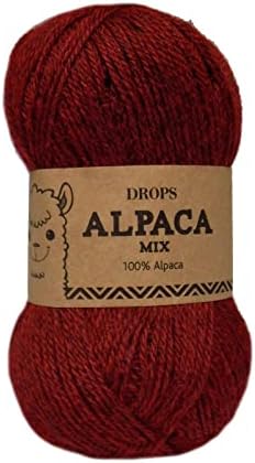Pure Alpaca Wool Yarn Drops Alpaca, 59 Colors, in 1.8 oz Skeins - 183 Yards per Skein (3650 Maroon)