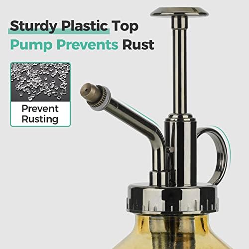 T4U Plant Mister, 200ML Plant Mister Spray Bottle, Glass Mist Spray with Pump, Vintage Garden Plant Gifts, Indoor Plant Mister Sprayer for House Plant, Small Watering Can for Indoor - Yellow Green
