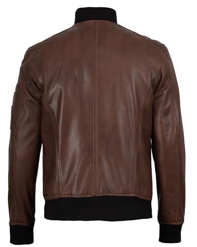 Image of Decrum Bomber Leather Jacket Men - Real Lambskin Casual Leather Jackets for Men with Zip Closure