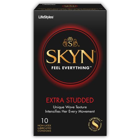 Lifestyles SKYN Extra Studded Polyisoprene NON-LATEX Condoms, 10 Count