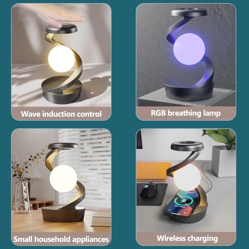 Lampe de nuit LED rotative 360° lévitation rechargeable salon gris