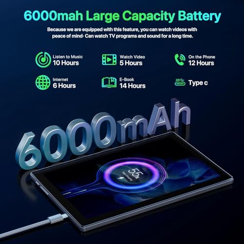 Android Tablet, 2026 Tablet 10.1 inch Android 15 Tablets, 16GB+64GB+1TB Expansion Octa-Core Processor, 6000mAh Battery, Widevine L1, 1280 * 800 IPS, 5G/2.4G WiFi 6, 2MP+8MP, Bluetooth 5.0 (Grey) - Image 6