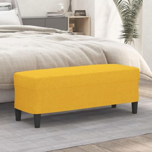 INLIFE Banc Jaune Clair Tissu Polyester 100x35x41 cm - Banc d'Entrée Multifonction, Banquette Bout de Lit, Siège Supplémentaire avec Mousse