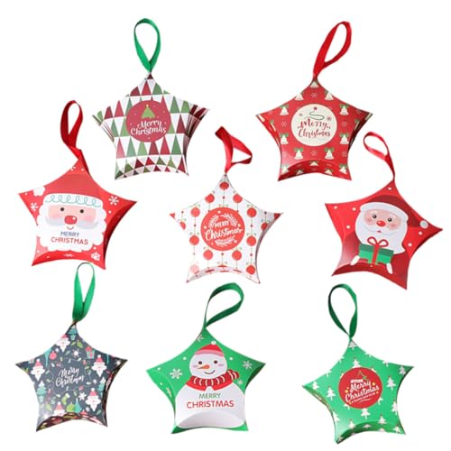 GRIRIW クリスマス装飾入り星型キャンディーボックス 赤緑ペーパーパッケージ お菓子やビスコ収納用 ケース パーティー用 耐久素材