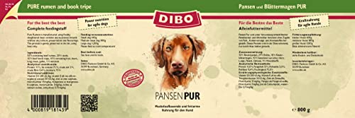 DIBO – PUR PANSEN (Pansen/Blättermagen), 6 x 800g-Dose, Reine Fleischdosen aus frischem und natürlichem Fleisch Qualität