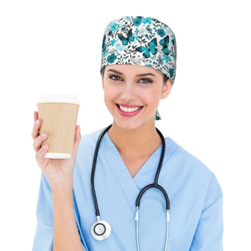 Image of Working Cap Scrub Cap with Sweatband | Adjustable Nurse Surgical Caps, for Men Women, Tie Back Hat