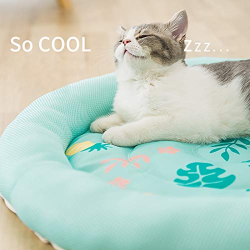 Rozkitch Cooling Dog Bed, Soft Summer Ice Pet Pad Cushion For Small Dog Sleeping, Round Breathable Mat With Waterproof Cover And Bottom, Non-Slip Back Washable Green 15.7"/19.6"/23.6" Dia. #TOP1