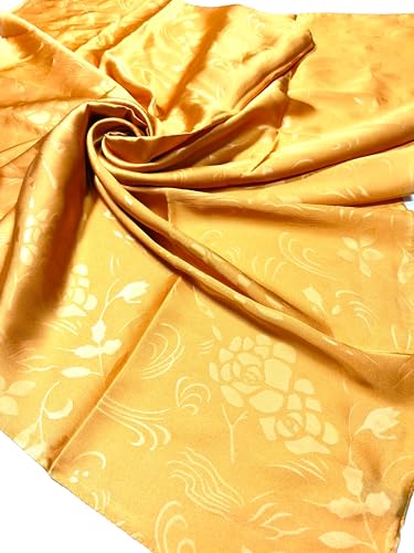 Shanlin Floral Pattern Solid Color Silk Feel Square Scarves (27.5"X27.5")4