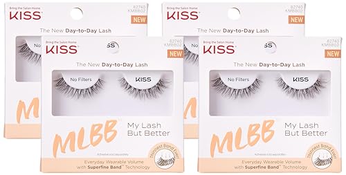 Image of KISS My Lash But Better False Eyelashes, No Filters', 10 mm, Includes 1 Pair Of Lash, Contact Lens Friendly, Easy to Apply, Reusable Strip Lashes (Pack of 4)