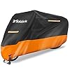 Maizjok Housse Moto Impermeable, Bâche Protection Moto Exterieur Interieur Étanche, 210D Protection au Pluie poussière UV, Motorcycle Cover Hiver Été pour Moto Vespa Scooter Moto Cross- 245x105x125cm