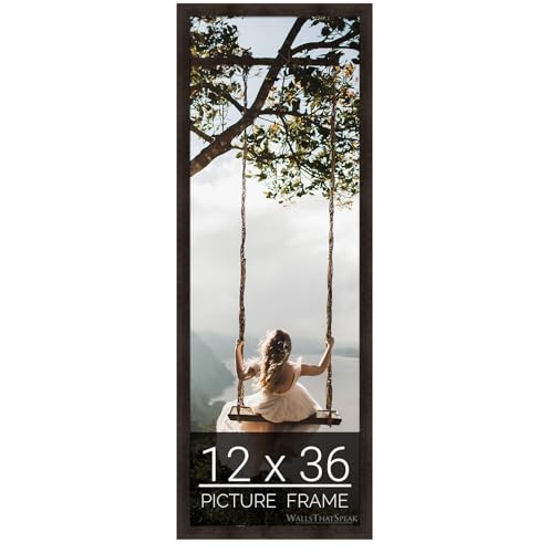 wallsthatspeak 12x36 Espresso Brown Picture Frame for Puzzles Posters Photos or Artwork