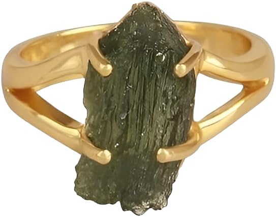 Certified Moldavite Ring, Solid 925 Sterling Silver Ring, Genuine Moldavite Healing Crystal From Czech Republic, Handmade Gemstone Ring Powerful Energy Crystal, Birthday Gift