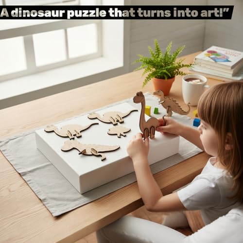 Image of BAGJI TOYS Dinosaur Painting Kit for Kids Ages 4-8 - DIY Wooden Dino Craft Kit with 4 Assemble & Paint Dinosaur Models, 12 Paint Pots & Brush - Creative Arts and Crafts Gift for Boys & Girls (4, dino01)
