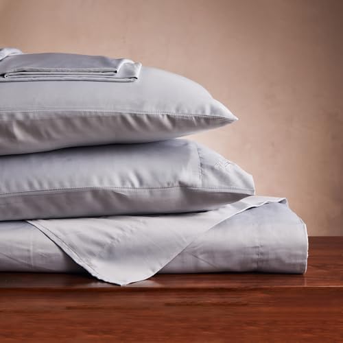 Queen Size Bed Sheets Set, 4 Piece Tencel Lyocell Eucalyptus Bedding Sheet, Deep Poket up to 14", Soft Luxury Cooling Breathable Silky, Queen, Grey - Thumbnail 3