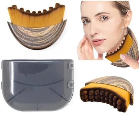 Lymphatic Contour Face Brush, Manual Lymphatic Drainage Massager, Natural Makeup Brushes with Durable Soft Bristles, Hypoallergenic Ergonomic Facial Cleansing Brush for Sculpting