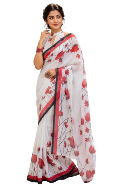 Women's Graceful Ready-to-Wear Printed Saree with Unstitched Blouse Piece | Contemporary Style Collection-image-48