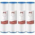 SimPure 10"x2.5" Pleated Polyester Sediment Water Filter Replacement Cartridge 5 Micron Whole House Pre-Filter Compatible with W50PE, WFPFC3002, SPC-25-1050, FM-50-975 - 4 Pack