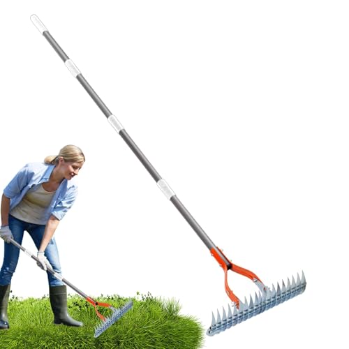 Rake manuale in acciaio inossidabile, rastrello per mani da giardino,Gestione lunga regolabile Coltivatore di rastrello a mano da giardino | Strumenti di giardinaggio portatili ergonomici coltivatore