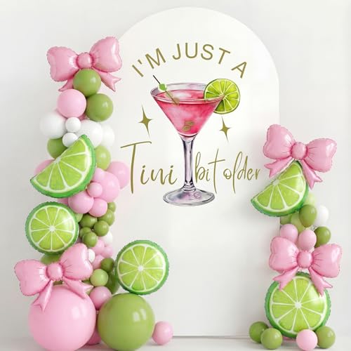 Lumina Garden I'm Just a Tini Bit Older Arch Backdrop Cover 6.6ft Spandex Stretchy Covers Pink Bow for Espresso Martini Party Decorations Birthday Bachelorette Anniversary Classy Cocktail Party