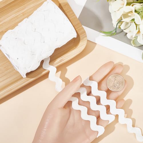 GORGECRAFT 1 Roll 25 Yards White RIC Rac Trim Ribbon 0.4 inch/10mm Rick Rack Wave Sewing Bending Fringe Trim Braided Woven Fabric for Sewing Flower Making Wedding Dress Party Craft by GORGECRAFT - Image 3