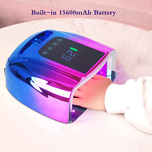 Qrarazl Rechargeable Nail Dryer 96W High Power Professional Nail Lamp Lcd Display Uv Led (Blue And Pink) #TOP2