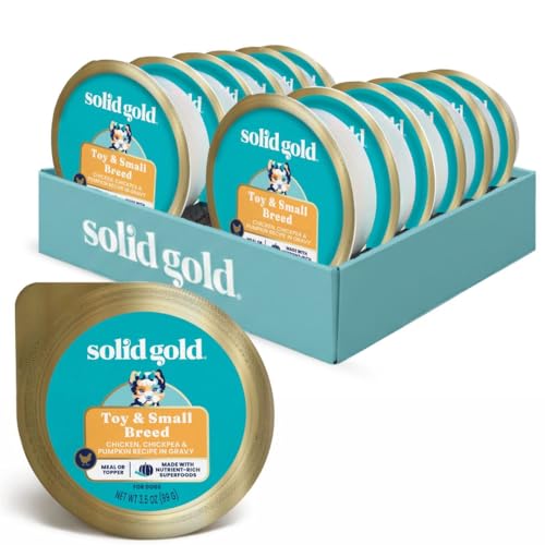 Solid Gold Wet Dog Food for Small Dogs - Grain Free Small Dog Food Wet Recipe w/Chicken, Superfoods & Vitamins for Gut Health & Immune Support - for Puppies, Adult & Senior Breeds - 12ct 3.5oz Cups