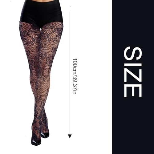 Dohia High Waist Fishnet Tights With Flower design, Thigh High Suspender Stockings ST4-HHYWW2