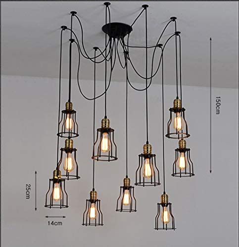 Lustre araignée en fer forgé rétro GZ Décoration pour bar et café