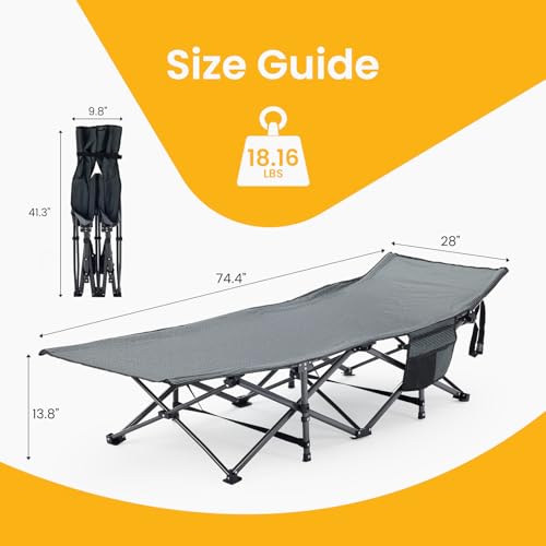 NEWBULIG Folding Camping Cot, Compact Foldable Bed for Indoor & Outdoor, Portable Sleeping Cot, Removable Cushion for Adults, Heavy Duty 440 lbs Capacity, Oxford Fabric,74.4x28x13.8 in, Blue by NEWBULIG - Image 2