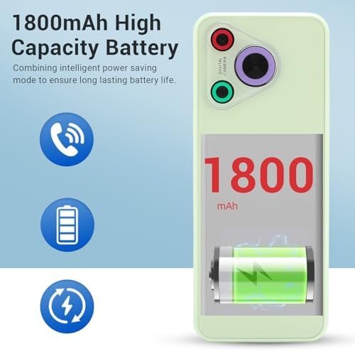 Heayzoki Large Buttons Cell Phone for Seniors, Dual SIM Dual Standby Mobile Phone Slim with 1800mAh Battery 2.4 Inch Color Screen, Built in Games Flashlight FM Calculator Calendar (Green) - 3