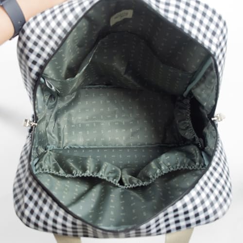 Miniatura 4 de Walking Mum. Bolso Mochila I Love Vichy. Bolsa Pañalera Para Silla De Paseo. Diseño Versátil Con Asas Cortas Y Correas Para Llevar En Los Hombros. Color Negro. Medidas 37x28x12 Cm.